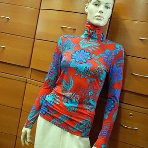 FLORAL PRINT TURTLENECK MADE IN EUROPE LUX